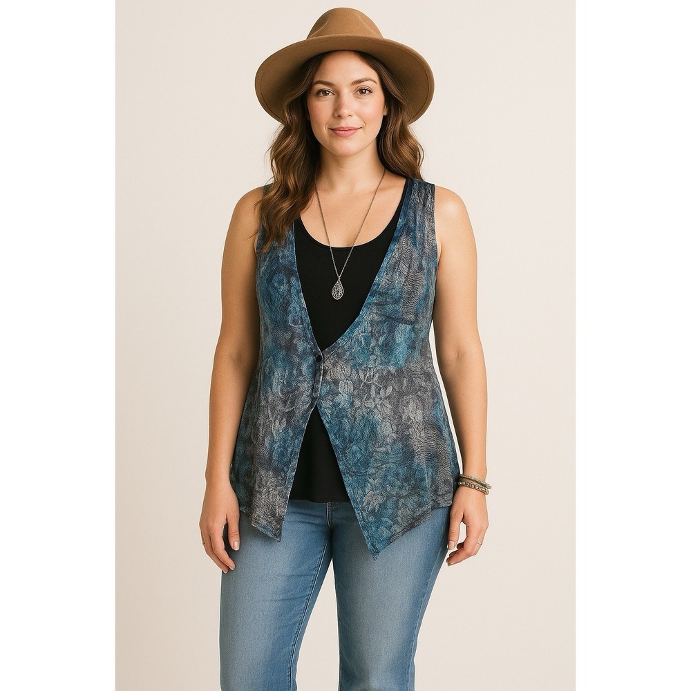 L'Atelier Women Blouse Top Lace Multicolor Sleeveles Zipper Large‎ Boho Chic